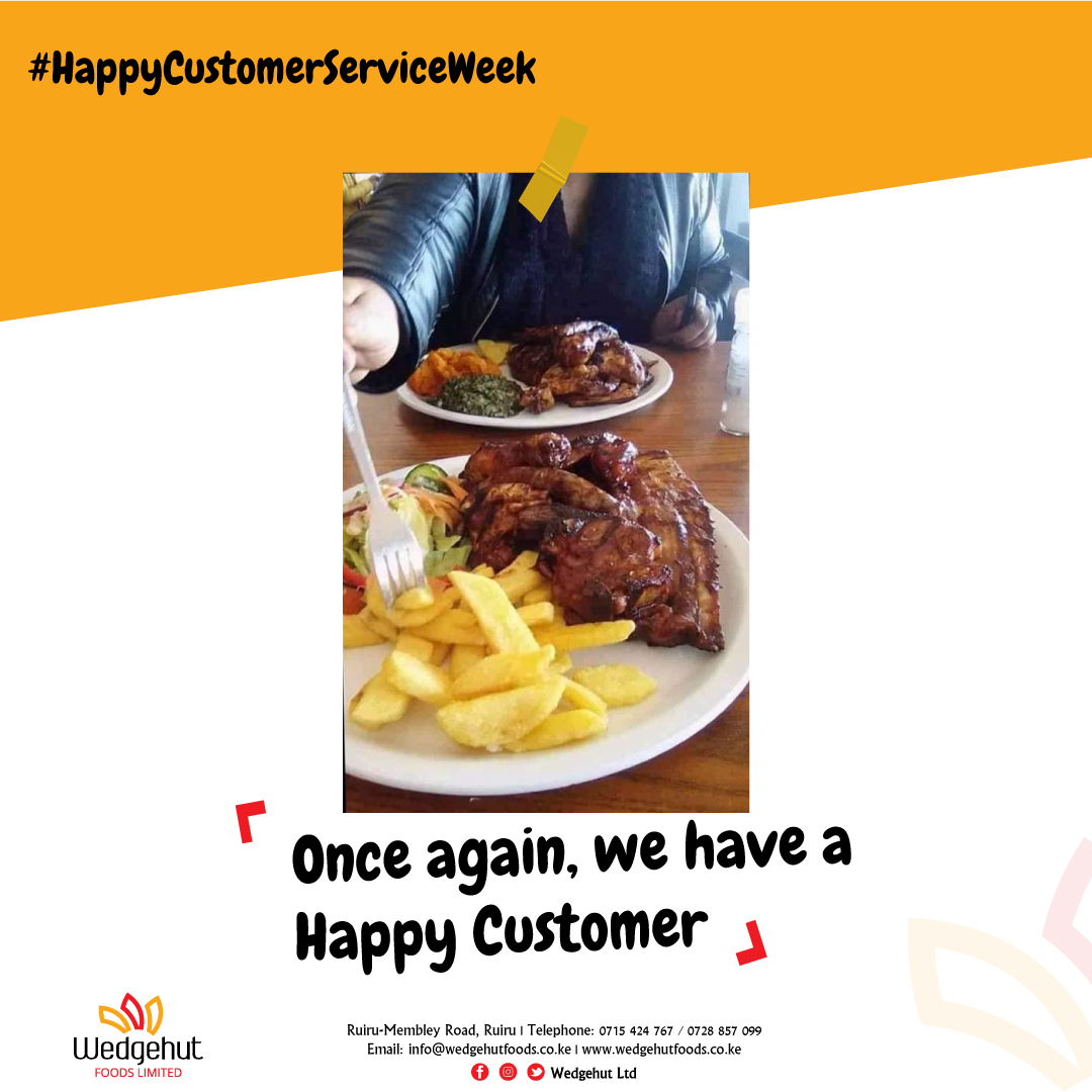 #Lunch_oclock
#Customerserviceweek

As we continue appreciating your support so far, we are also happy when you are happy. Do you have that friend who is always happy tasting your fries?

wedgehutfoods.co.ke
#MillicentOmanga