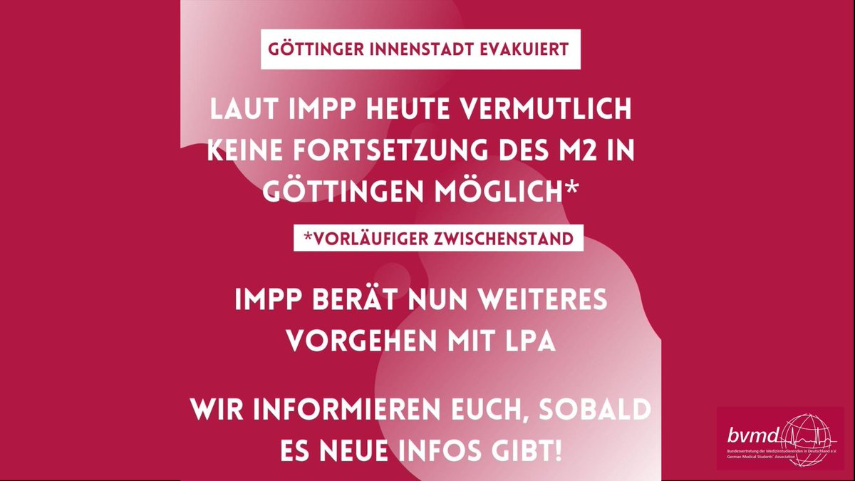 AKTUELL: Stand zum Abbruch des Zweiten Abschnitts der Ärztlichen Prüfung (M2) in Göttingen. Die bvmd informiert bei Neuerungen.