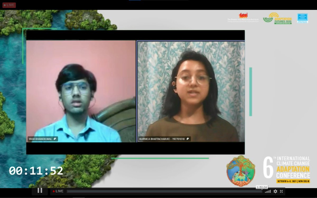 AdaptFutures's tweet photo. The session concluded with the Youth Climate Pledge drafted by youth in the 2nd edition of the #YCC2021 followed by the announcement of the winners of Youth Climate Conclave organised by @teriin from September 29 – October 1, 2021. https://t.co/95ClOR88wO