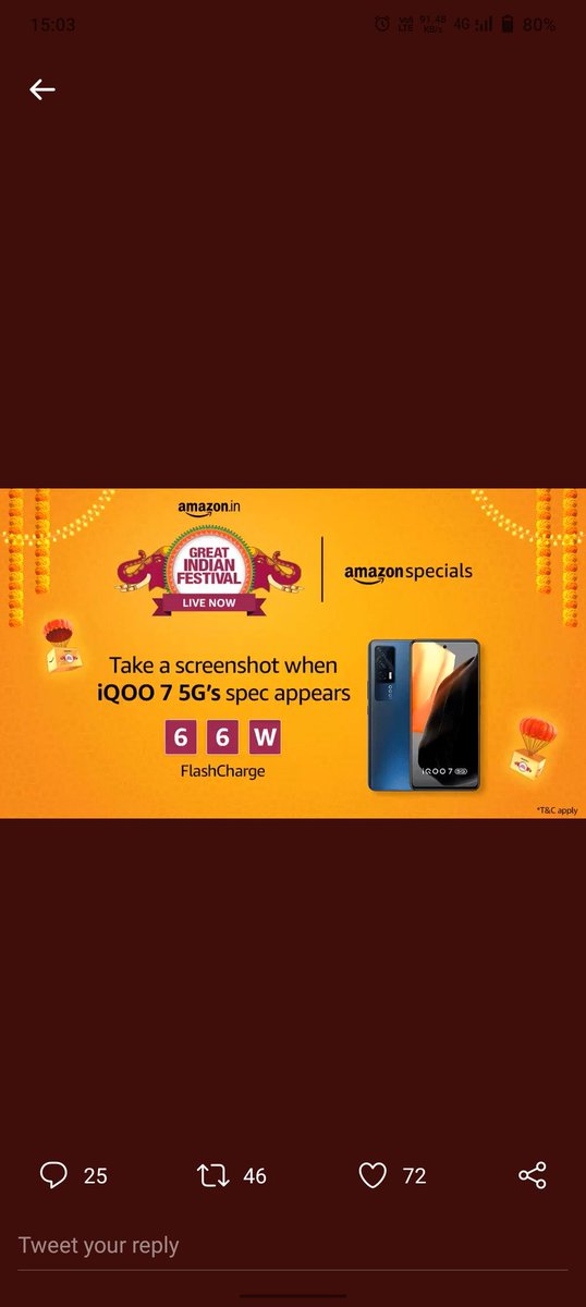 KaruleXa16's tweet photo. @amazonIN #AmazonGreatIndianFestival 
#IQOO75GOnAmazon 
@amazonIN 

66w flash charger https://t.co/5MkQVODTGO