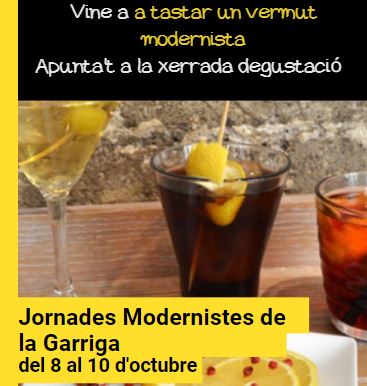 Dissabte vine a fer el vermut amb nosaltres. 
Per només 10eu podràs dinar, a l'<a href="/HotelBlancafort/">Balneari Blancafort</a>, un aperitiu modernista mentre t'expliquen l'origen del vermut i en fas un tast. Reserva plaça.
Info i programa de les Jornades Modernistes de #laGarriga a lagarriga.cat
