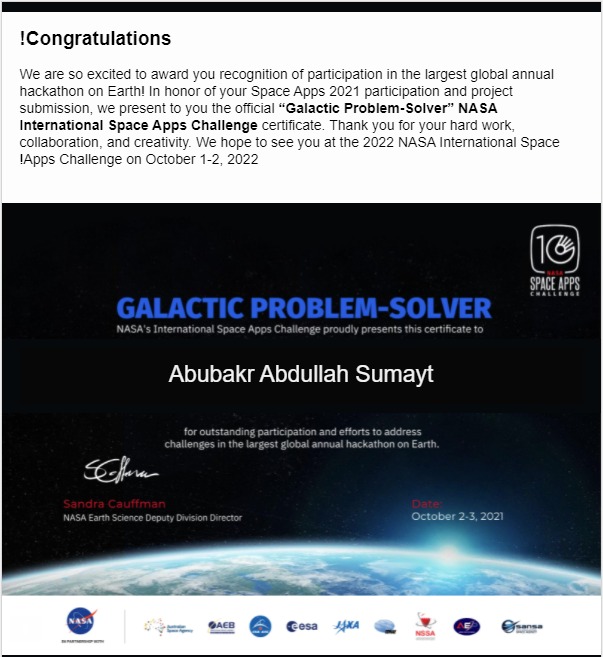 abobaker_140's tweet photo. #هاكاثون_الفضاء
#SpaceAppsSaudi https://t.co/dLEmaNjWsZ