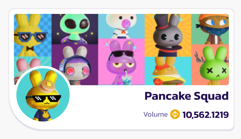 PancakeSwap's tweet image. That&apos;s a lot of volume.
pancakeswap.finance/nfts

Improvements to the Squad page sorting coming soon.