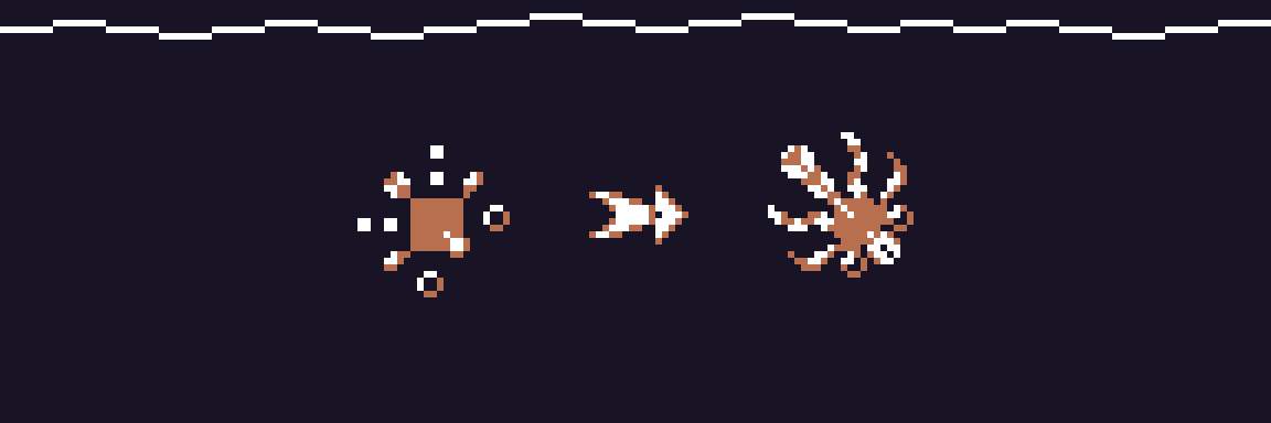 _monster_demon's tweet photo. Warm-up turned into Spore creature #spritedraw #pixelart #aseprite https://t.co/mXp57xArQW
