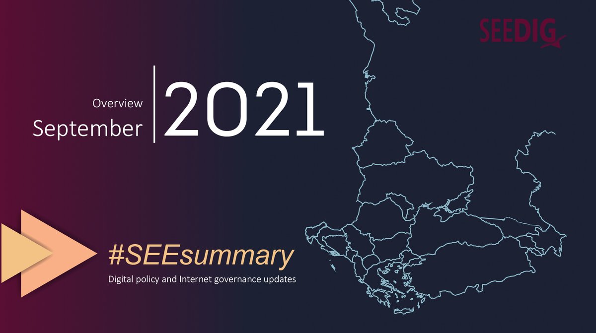 SEEDIGcommunity's tweet photo. #SEESummary September 2021 issue of IG and digital policy developments in South Eastern Europe and the neighbouring area is published!🗞️Also included a list of upcoming events and opportunities in October.
🌐Take a look: https://t.co/l41pwHhhpF https://t.co/QMMW1hbRQ6