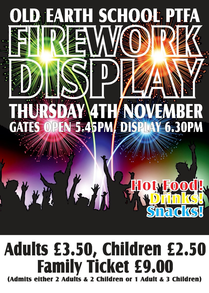 OldEarthPTFA's tweet photo. Our Annual Firework Display is back, having had to be cancelled last year, we happy to announce that this years display is on.
Order forms for tickets went out yesterday for your children to bring home, please send those back with the correct money please or if you prefer...[1/2] https://t.co/LxwvdjRvzJ