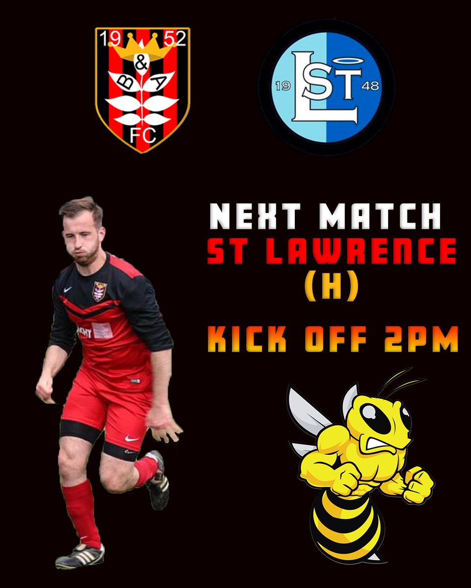 NEXT FIXTURE 📋

Next up for the bees is @mightystlawrencefc at home. A friendly rivalry and a game that is never dull. Get yourself down to support the boys! 2pm KO

#localfootball #tunbridgewellsfootball #sevenoaksfootball #localclub #blackhamandashurst 

🐝🐝🐝