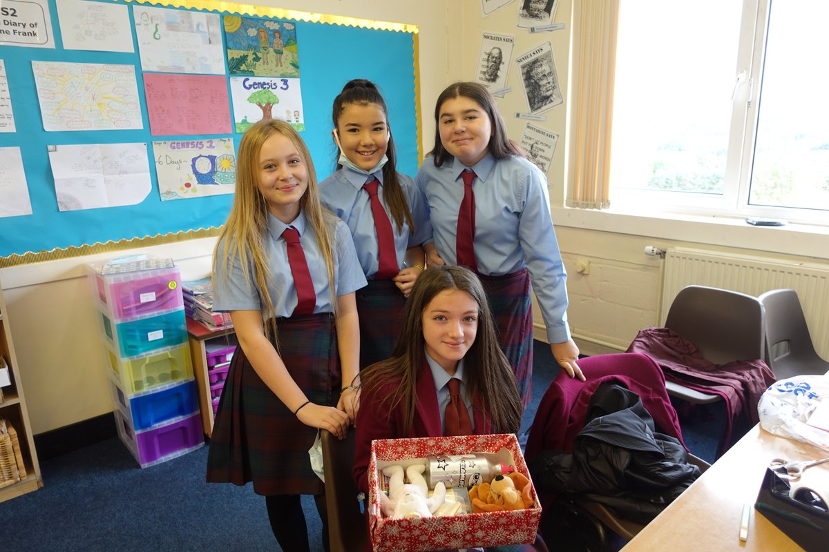 HC_Scotland's tweet photo. As part of the RME Christian Love Unit the S2 classes have been taking part in the ‘Operation Christmas Child Shoebox appeal’. 
The #HamiltonS1 learners worked together in groups to make up a shoebox to send to children in need around the world.

#HamiltonCompassion https://t.co/MnKaWCABvk