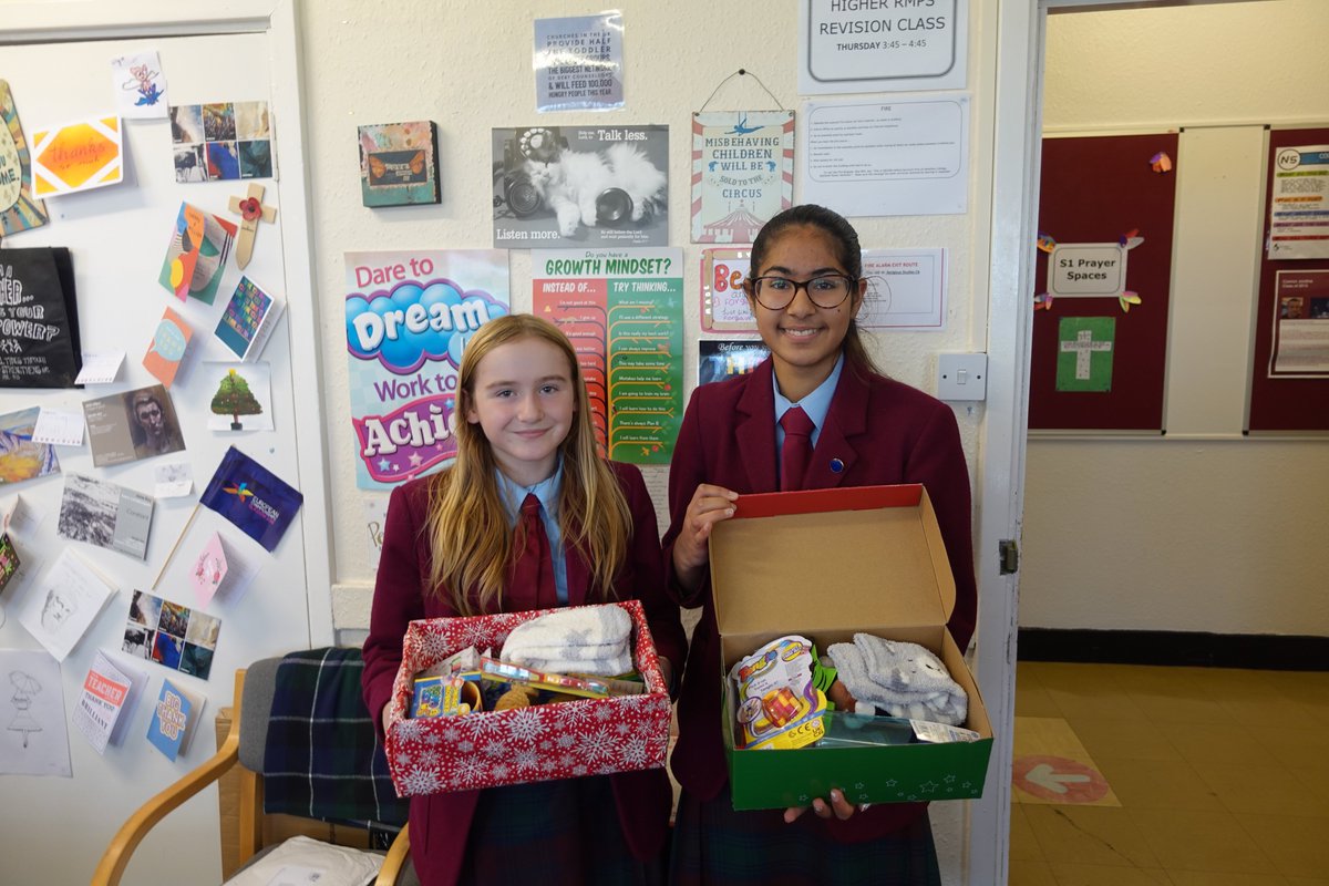 HC_Scotland's tweet photo. As part of the RME Christian Love Unit the S2 classes have been taking part in the ‘Operation Christmas Child Shoebox appeal’. 
The #HamiltonS1 learners worked together in groups to make up a shoebox to send to children in need around the world.

#HamiltonCompassion https://t.co/MnKaWCABvk