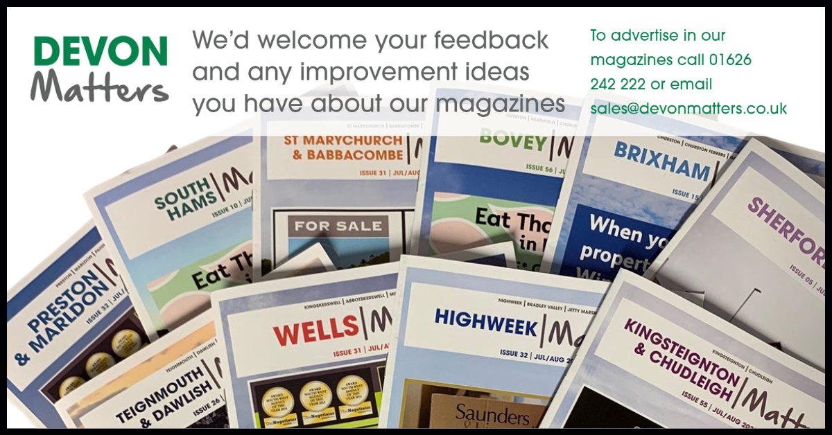 Devon_Matter's tweet photo. Have you read any of our magazines? If so we'd love to hear your feedback. Leave a comment here for our Editor https://t.co/8XygkK8PbT #localadvertising #Devon #LocalNews #CommunityNews #Events #DevonMatters #FreeMagazine https://t.co/ANsQckXeUV