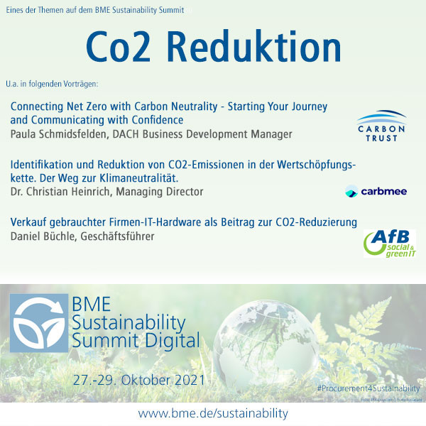 BME Sustainability Summit 2021 | bme.de/sustainability 27.-29. Oktober 2021 | Digital #procurement4sustainability #Klimaneutralität #wirwissenwas