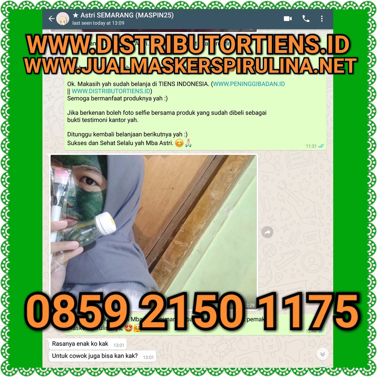 tiensresmi's tweet photo. Paket sudah diterima oleh Mba Astri. Pembelian Masker Spirulina &amp; sudah Free Kuas. Tekstur maskernya juga nyaman dipakai. Bisa dipakai cewek atau cowok yah😍

#maskerhijauspirulina #maskerspirulinaasli #testimoni #testimonitianshiid #tiensherbal https://t.co/mrMpkTb3xs