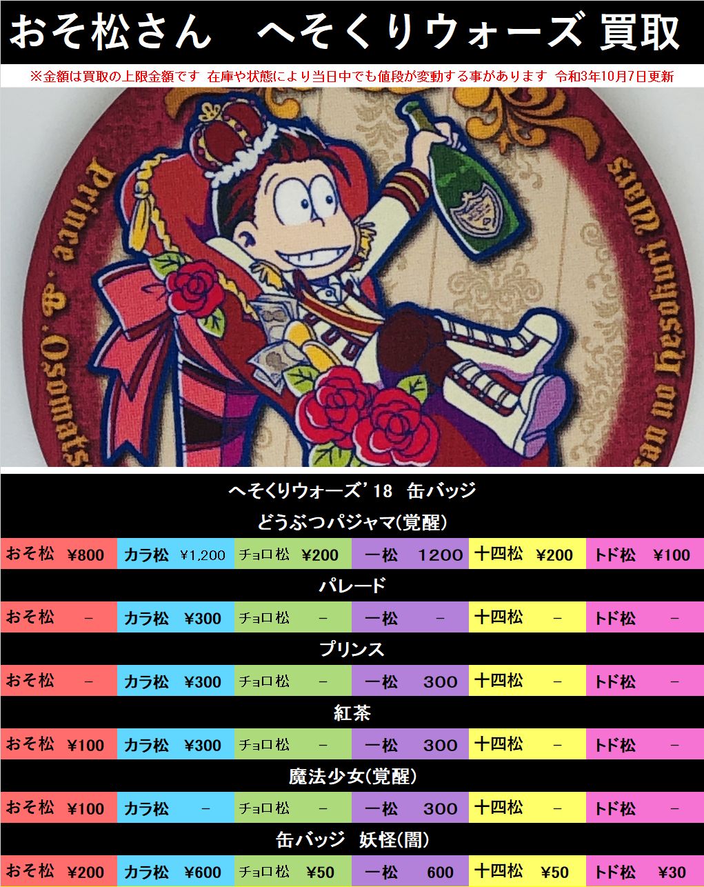 おそ松さん へそくりウォーズ へそウォ 妖怪 6つコンプセット 缶バッチ おそ松さん へそくりウォーズ へそウォ 妖怪 6つコンプセット 缶