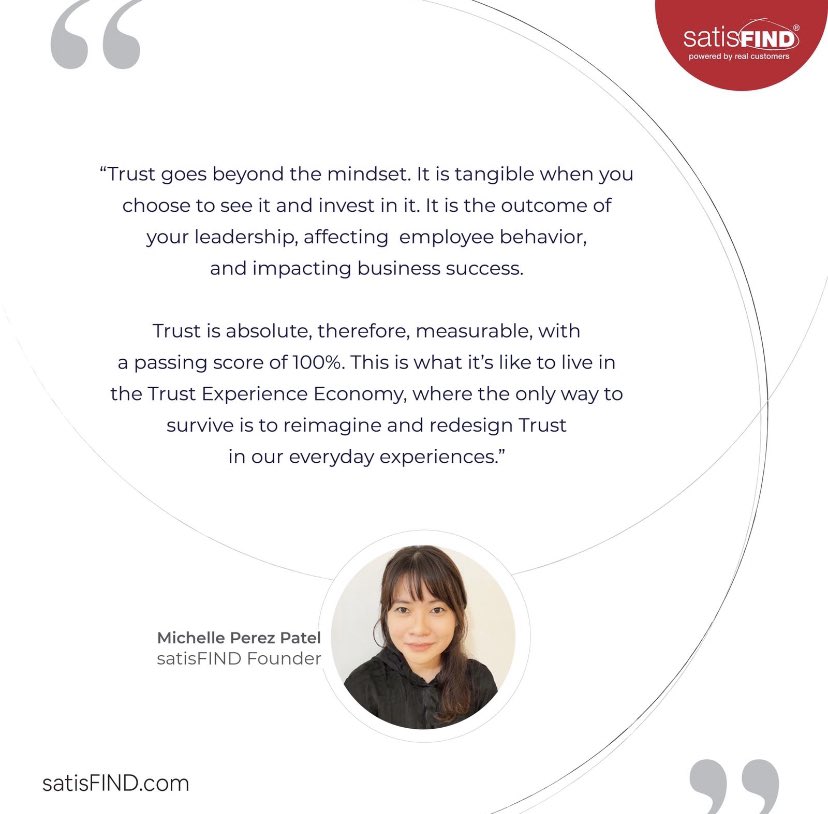 SatisFIND's tweet photo. Have you ever measured the value of #trust your #customers and #employees have for your business? 

When you reimagine what trust means and #redesign the way to get there, you move towards accelerating #recovery and long-term #growth. 

Connect with #satisFIND to learn more. https://t.co/4Co67Yw6TX