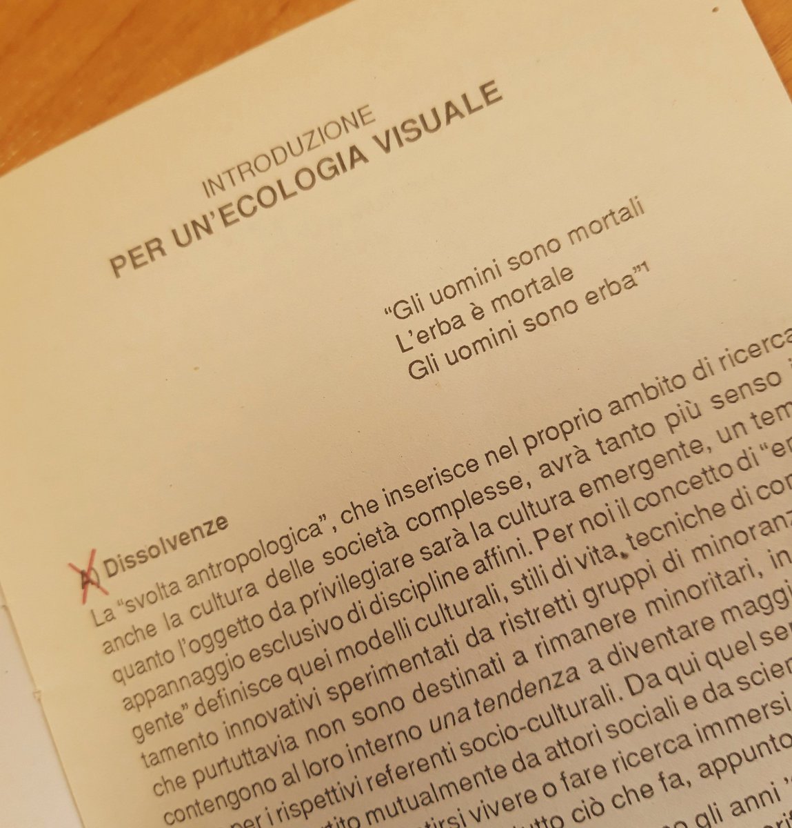 deAngelisMax's tweet image. &quot;Gli uomini sono mortali.  L&apos;erba è mortale.  Gli uomini sono erba&quot;  introduzione de &quot; per una ecologia visuale &quot; da #Antropologia della #comunicazione #visuale di M. Canevacci _ 1990 / #sociologia #comunicazionemax