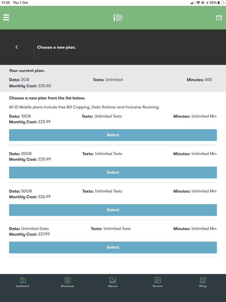 MartinCookW4's tweet photo. @iD_Mobile_UK and below are the fabulous offers available to her on your site. No mention of the £5 for u/l mins and texts,and 2GB data which was on the end of contract letter. Why is that? https://t.co/EkiFZvkwsH