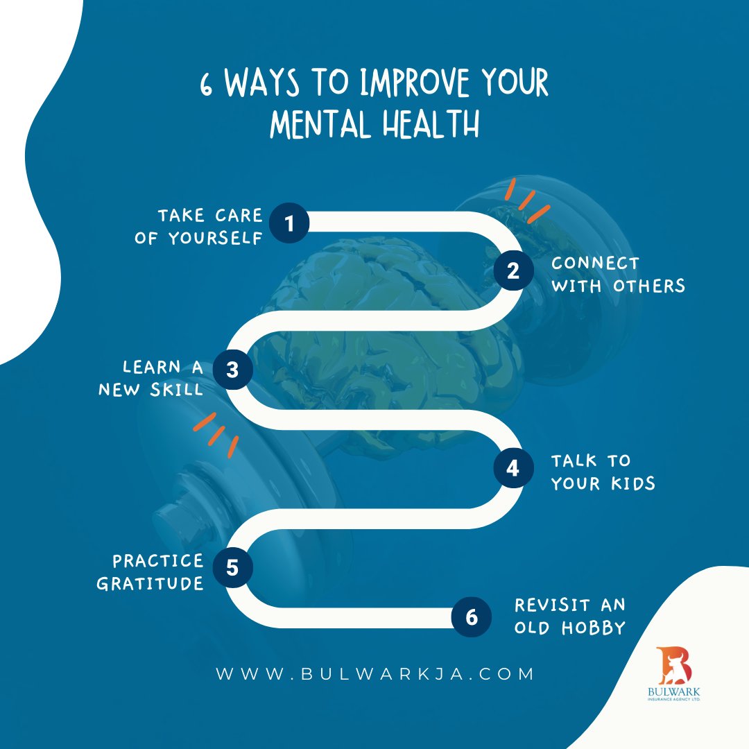 officialbulwark's tweet photo. Here are 6 ways to improve your mental health.

Can you add another?

#InsuranceMadeEasy
_______

https://t.co/akdsM8uQlh

#bulwarkja #bulwarkinsurance
#bulwarkinsuranceagency 
#guardsincomeprotector
#gipplan https://t.co/JOOkk5IE71