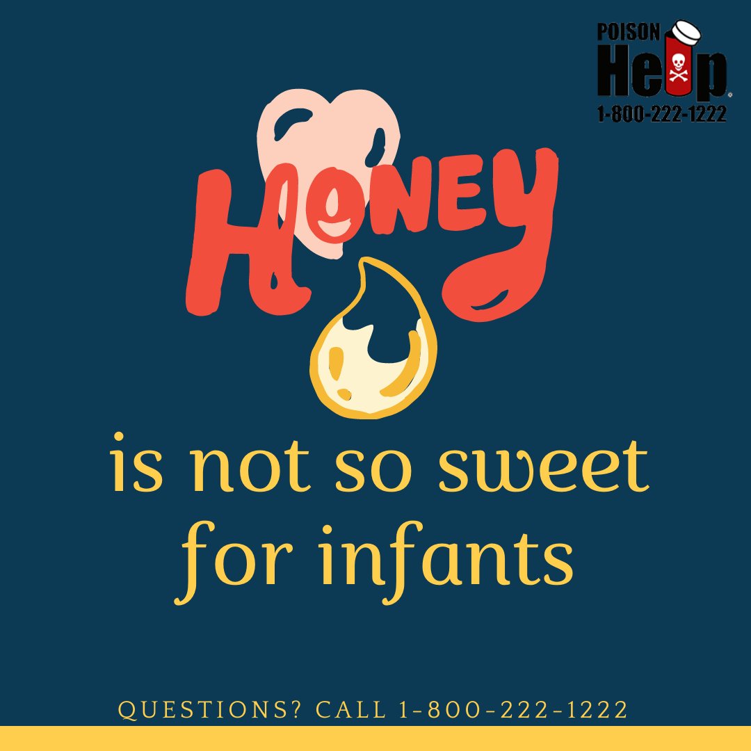 TXPoisonControl's tweet photo. Don't feed honey to infants!

Honey can cause infant botulism, a severe condition that leads to muscle weakness and breathing problems. 

#preventpoison #infantbotulism #poisonhelp

Learn more about infant botulism and protecting your child below: 
https://t.co/Hn2hAZfVvd https://t.co/ESwjstKfHh