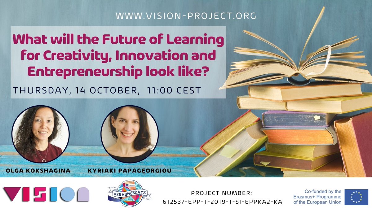 📯In this online session, we will share our learnings about teaching &amp; coaching creativity, innovation and entrepreneurship in the future.

📅 Sign up at vision-project.org/post/what-will….

<a href="/EUErasmusPlus/">Erasmus+</a> <a href="/HorizonEU/">Horizon Europe 🇪🇺</a> <a href="/EUDigitalEdu/">EUDigitalEducation 🇪🇺</a> <a href="/OECDEduSkills/">OECD Education</a>  <a href="/EducaFuture/">Future of Education</a> <a href="/futurefund4ed/">Future Fund for Education</a>  <a href="/einst4ine/">@einst4ine</a>