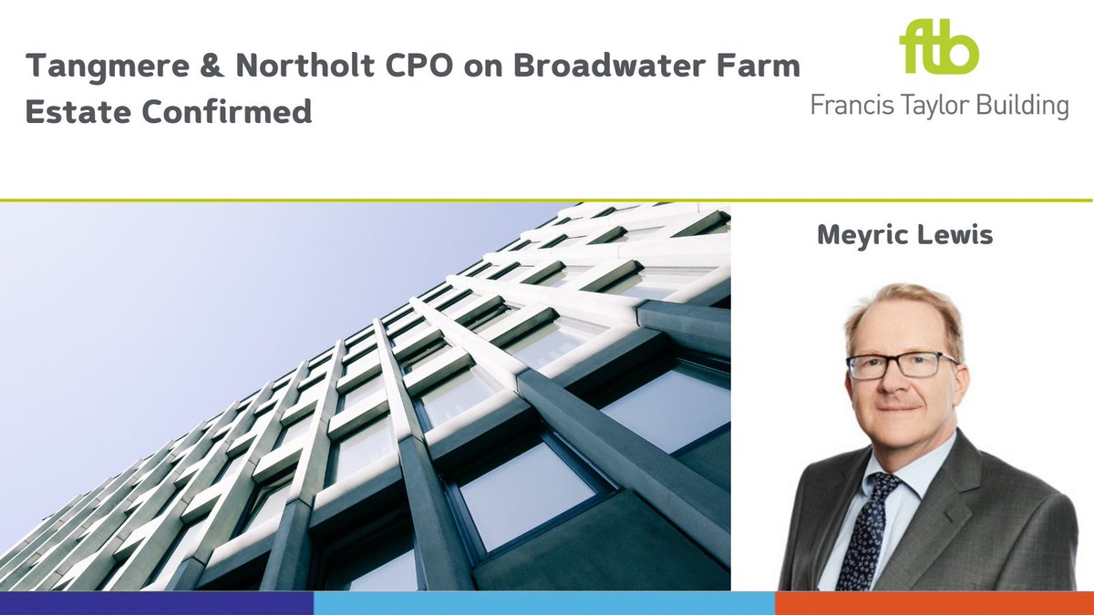 Haringey Council authorised by Secretary of State to confirm the London Borough of Haringey (Tangmere and Northolt) Compulsory Purchase Order 2021 following withdrawal of all objections after the scheduling of an inquiry. <a href="/FTB_law/">Francis Taylor Building</a>'s Meyric Lewis for <a href="/haringeycouncil/">Haringey Council</a> 
#CPO