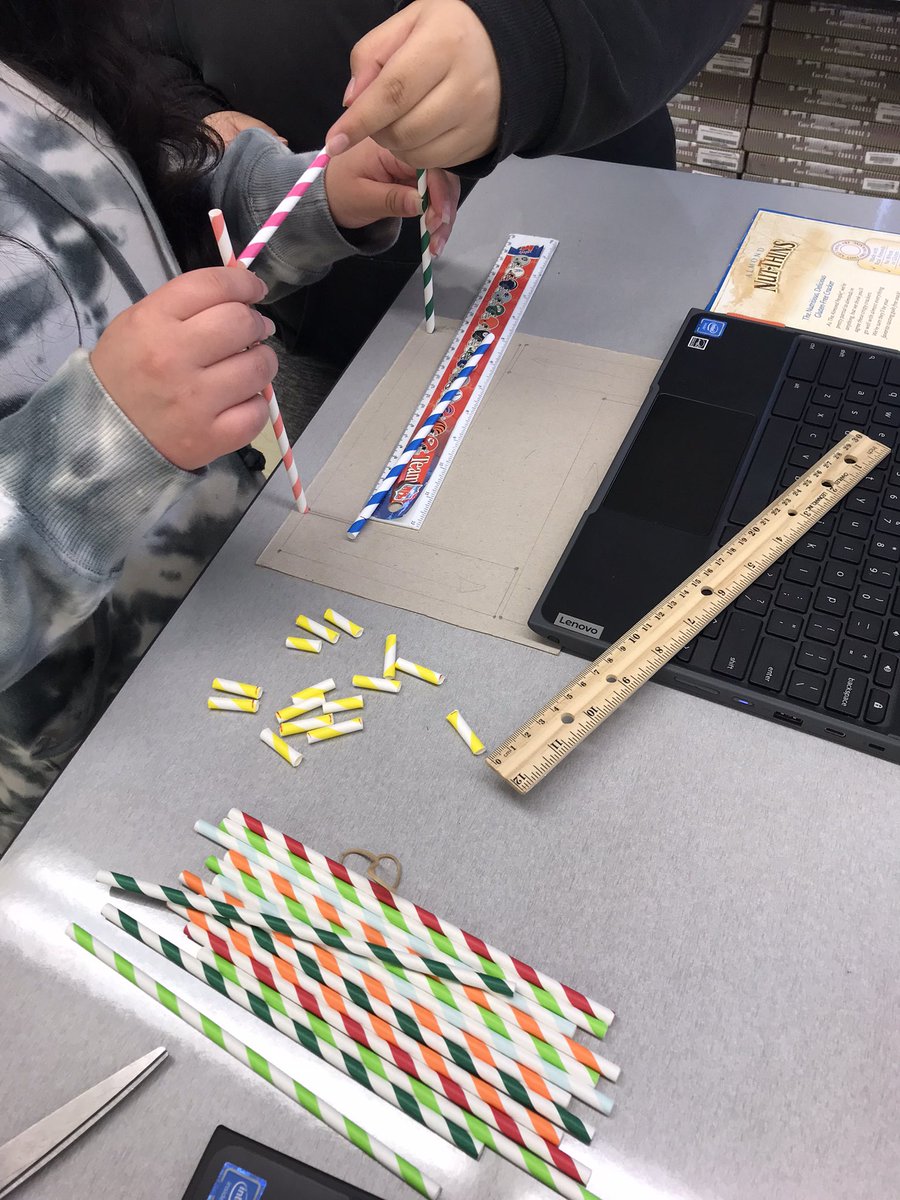 MsRohwer's tweet photo. Measurements for paper straw roller coasters today! https://t.co/7xR3I2kh6p