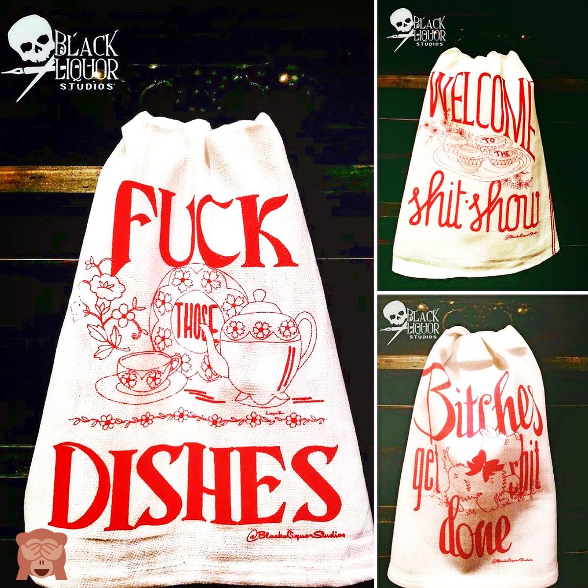 TheBlackLiquor's tweet photo. Not your grandma’s tea towels.  

#retro #womeninbusiness #hoMade #fuckthosedishes #welcometotheshitshow #bitchesgetshitdone #teatime #RecipeOfTheDay #homedecor #kitsch 

https://t.co/YSQJSPF273 https://t.co/2z6rQqifcf