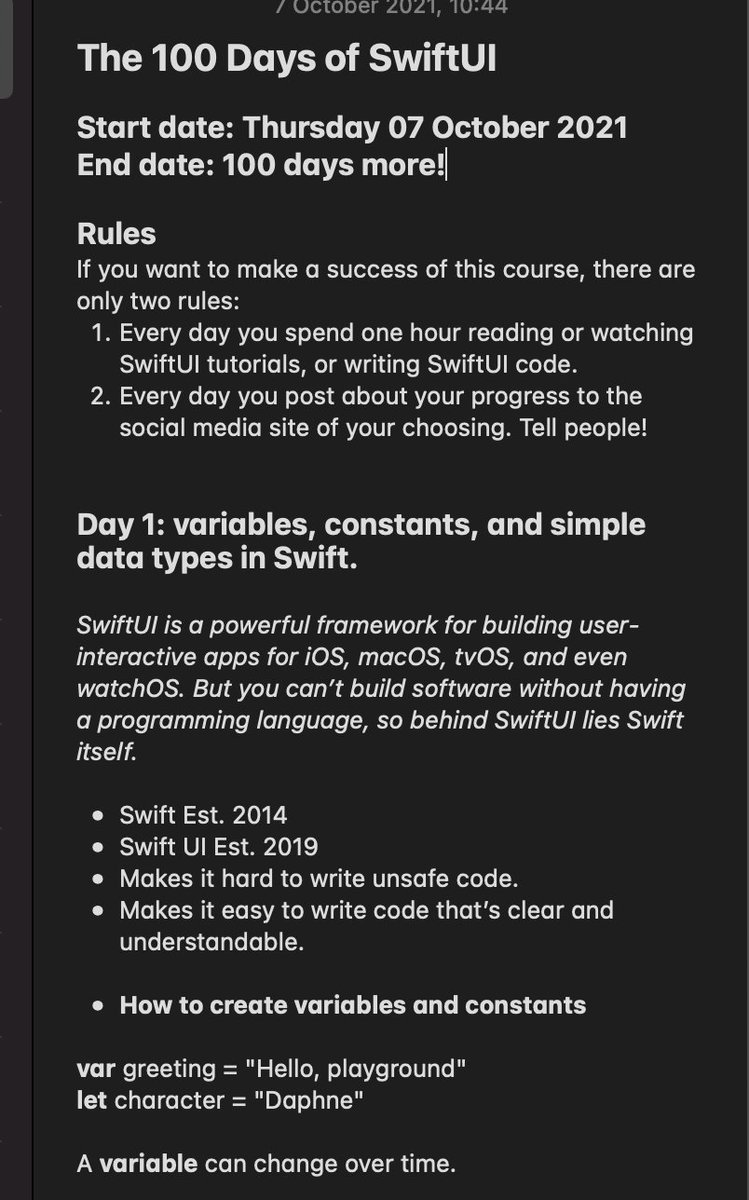 My first day of #100DaysofSwiftUI is completed.  It's very interesting and really liked :) <a href="/twostraws/">Paul Hudson</a> thx. #swiftui #swift