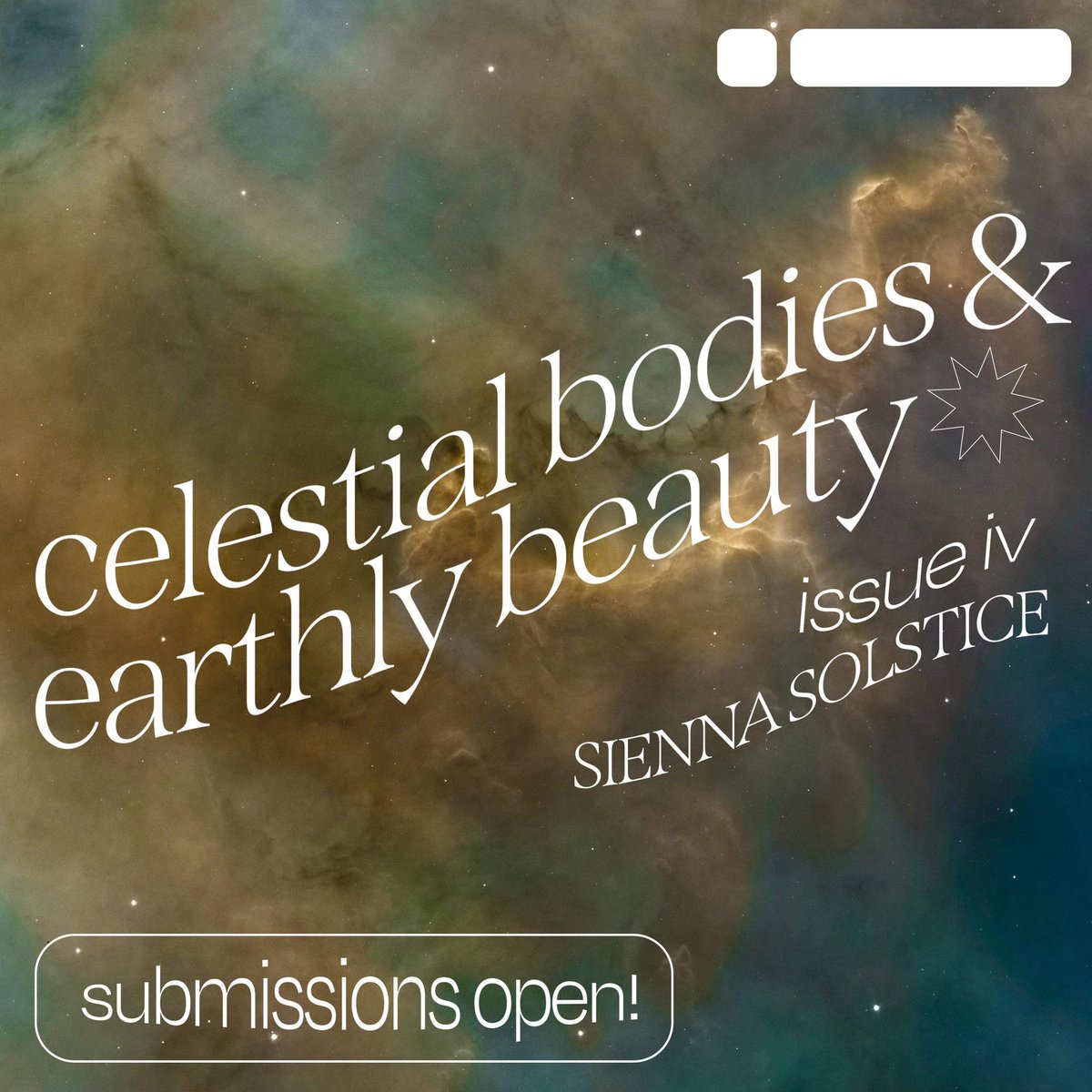 submissions remain OPEN for another month(ish). would love to see your music + code + film + poetry + ANYTHING ✨