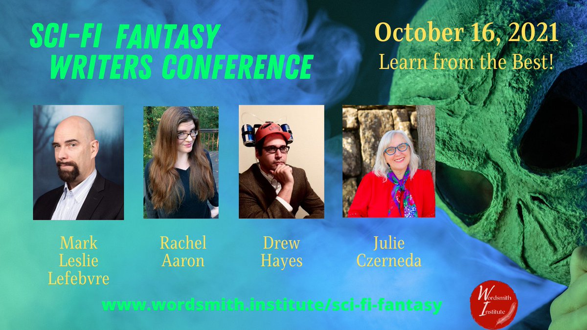 wordsmithinst's tweet photo. Oct. 16 Sci-Fi/Fantasy Writers Conference: 
-Using What’s Familiar to Make the Strange w/@julieczerneda 
-Conversations With Swords w/ @Rachel_Aaron 
-World building and Superheroes w/@DrewHayesNovels 
-Publishing Pitfalls for Authors w/@MarkLeslie 
https://t.co/UsOS1C2S7O https://t.co/peA8bhOPWJ