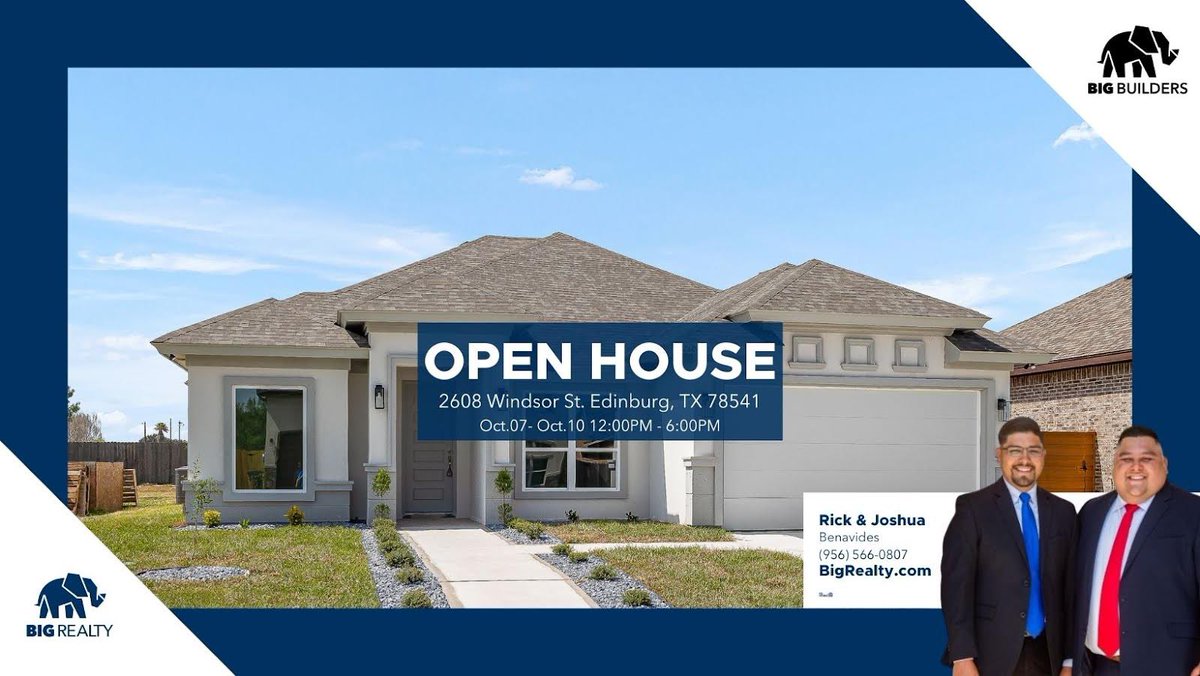 bigrealtytexas's tweet photo. OPEN HOUSE ALERT!!🏠

Join us this Thursday-Sunday, October 7th-10th, from 12:00pm-6:00pm to take a tour of this beautiful New Construction House located in the newest private subdivision Windsor Estates. This property features a 4 bedroom, 2.5 baths, and 2 car. 

Come visit us! https://t.co/WWhpjyiN66