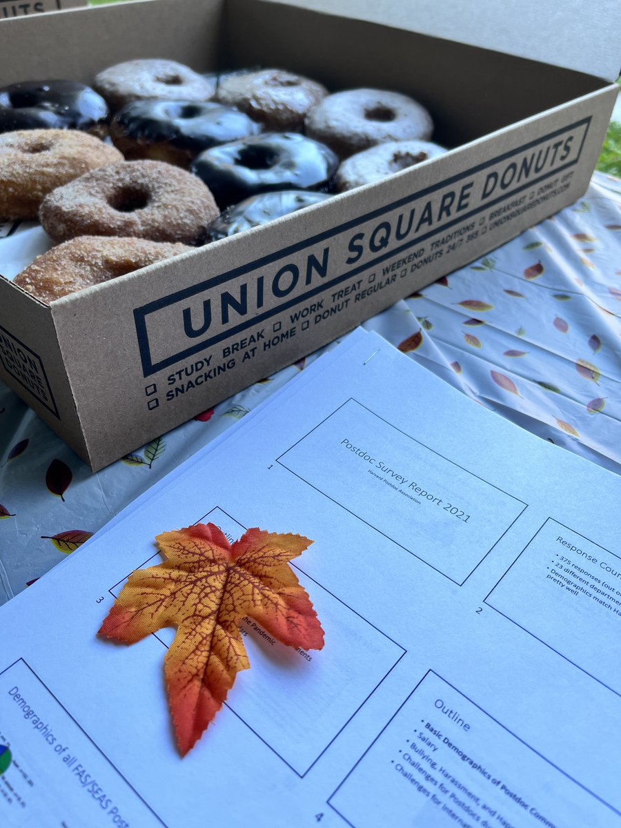 Thanks for everyone who attended our #PostdocSurvey results event this morning! Great to get feedback on our annual Postdoc survey, discuss priorities and solicit new ideas for our #advocacy, and meet new Postdocs 😍🤎🍩.. also did you check out our #Fall #Donut theme?