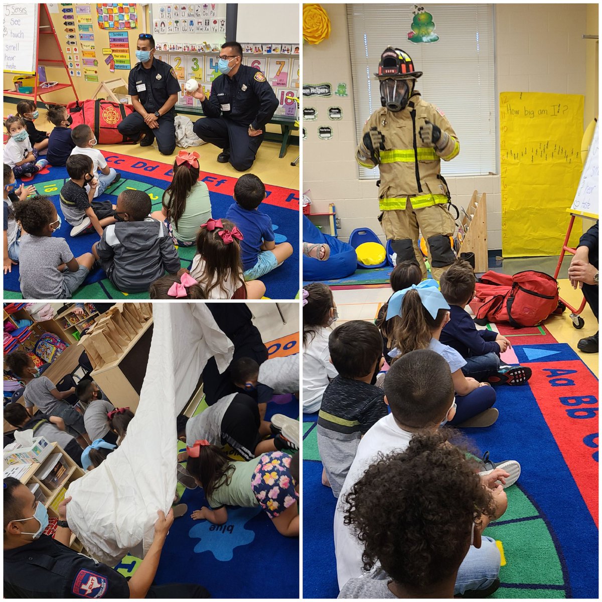 AshGirardTeach's tweet photo. Today we celebrated Fire Safety Week with a visit from a couple of firefighters! We learned how to Stop, Drop and Roll and to Get Low and Go! @NISDMurnin @NISD_ECE Thank you @SATXFire https://t.co/Beuo0vbkUs