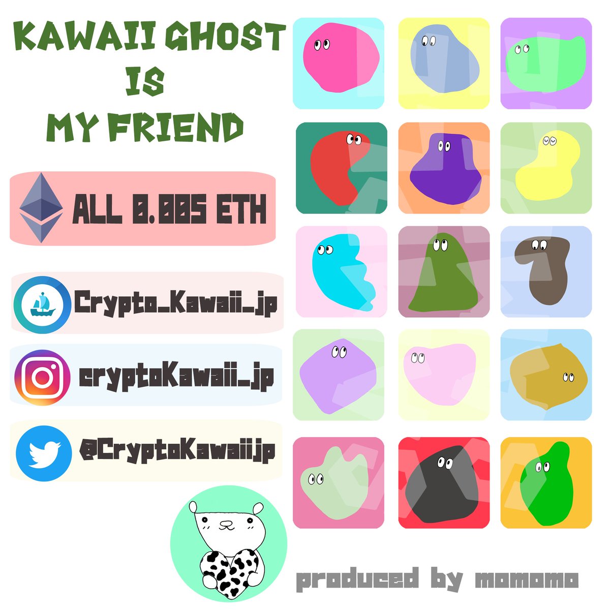 CryptoKawaiijp's tweet photo. Hello, everyone.
I have two NFT collections "momomo bears" &amp; "Kawaii ghost is my fiend"!
Please add these cute bears and ghosts to your collection!
https://t.co/rDLJf8IXIS

#NFTjapanese #NFTart #NFTartist #NFTjapan #NFTs #NFTTHAILAND #nftcreator #NFTCommunity #nftcollector https://t.co/lWVe9bk5Bx