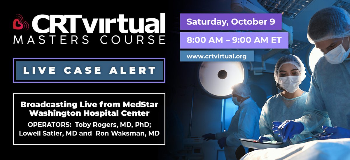 CRT_meeting's tweet image. #CRTvirtual Masters Course final 2021 live case broadcasting from @MedStarWHC
Operators
🏥Lowell Satler
🏥Toby Rogers
🏥 @ron_waksman
Speakers
📣David Cohen
📣@HashimHayder
🗣️@mirvatalasnag
🗣️Johan Bennett
🗣️@JuanFIglesias1
🗣️@Saar_Minha
🗣️Anees Mussalem
ow.ly/UyjY50Gkxhh