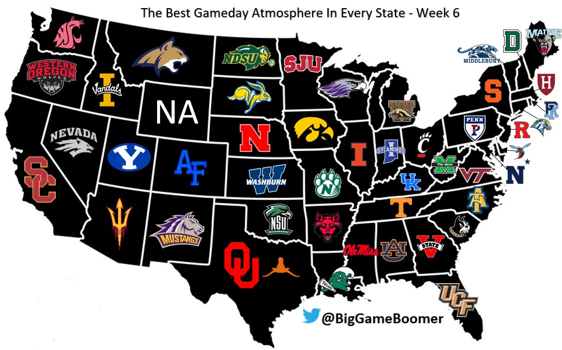 BigGameBoomer's tweet image. The Best Gameday Atmosphere In Every State - Week 6