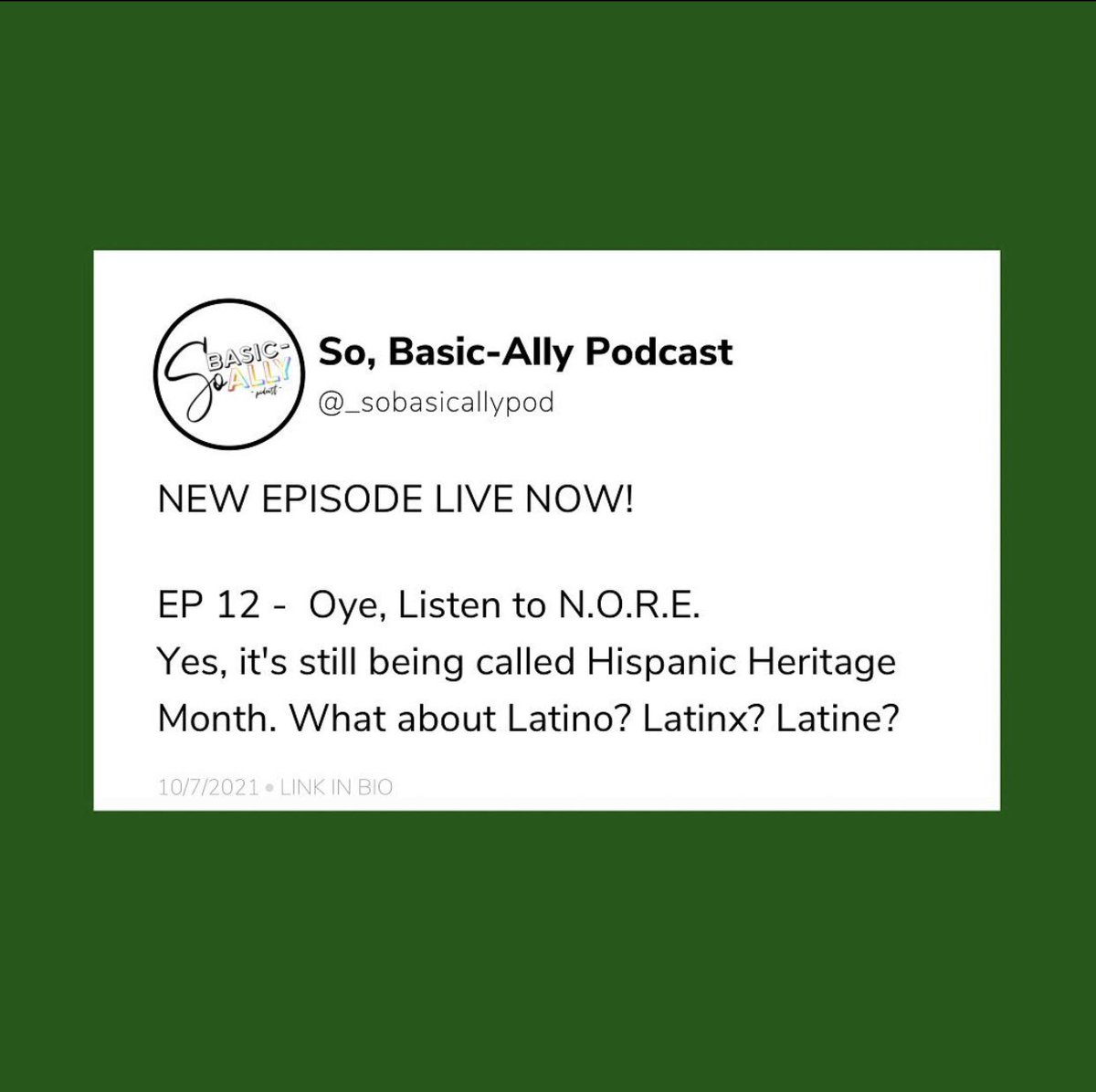 _sobasicallypod's tweet photo. New Episode is out NOW🎙🌈
.
.
Tune in as we discuss Latinx Heritage Month, Latinidad and everything in between. Let us know your thoughts! #sobasically #meanttobe #queerpodcast #LatinxHeritageMonth https://t.co/WU0Xtjq1ch