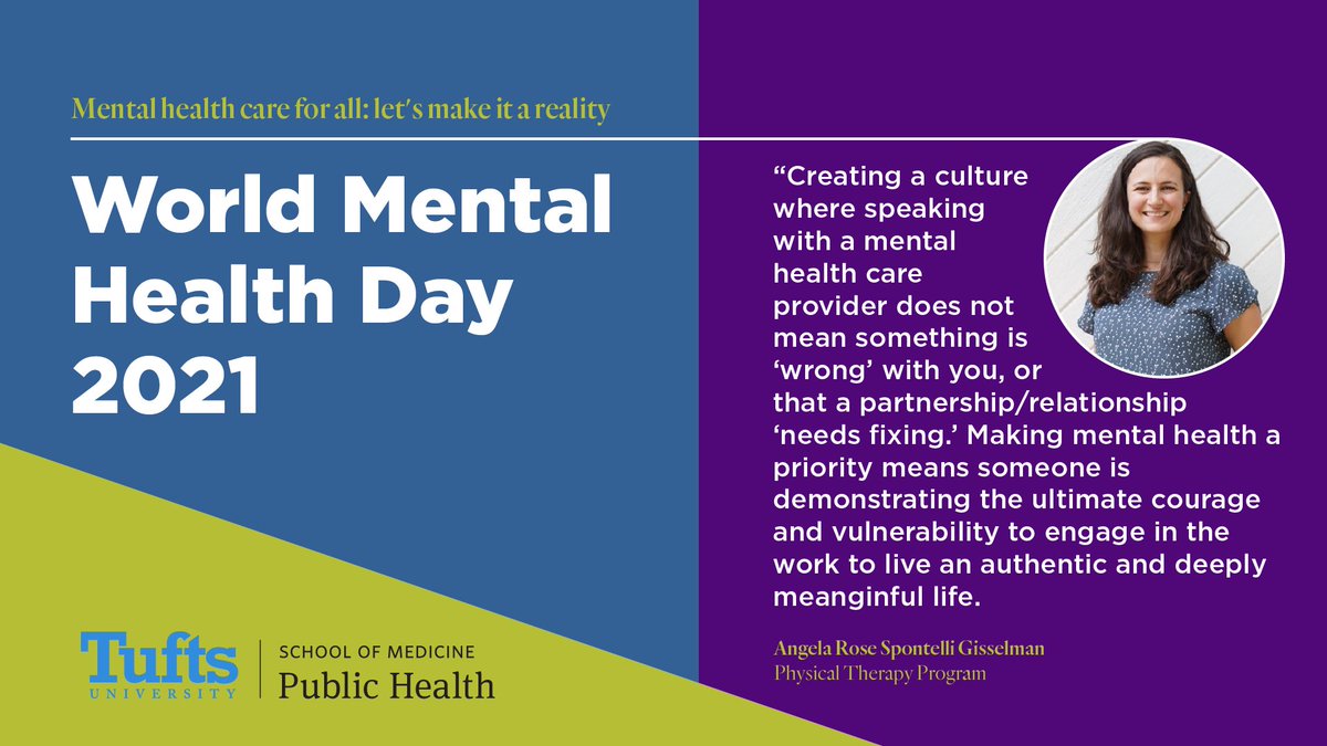 Let's work to take away all stigma surrounding mental health care on this #WorldMentalHealthDay.
<a href="/ASGPhysio/">Angela S. Gisselman PT, PhD, DPT</a>