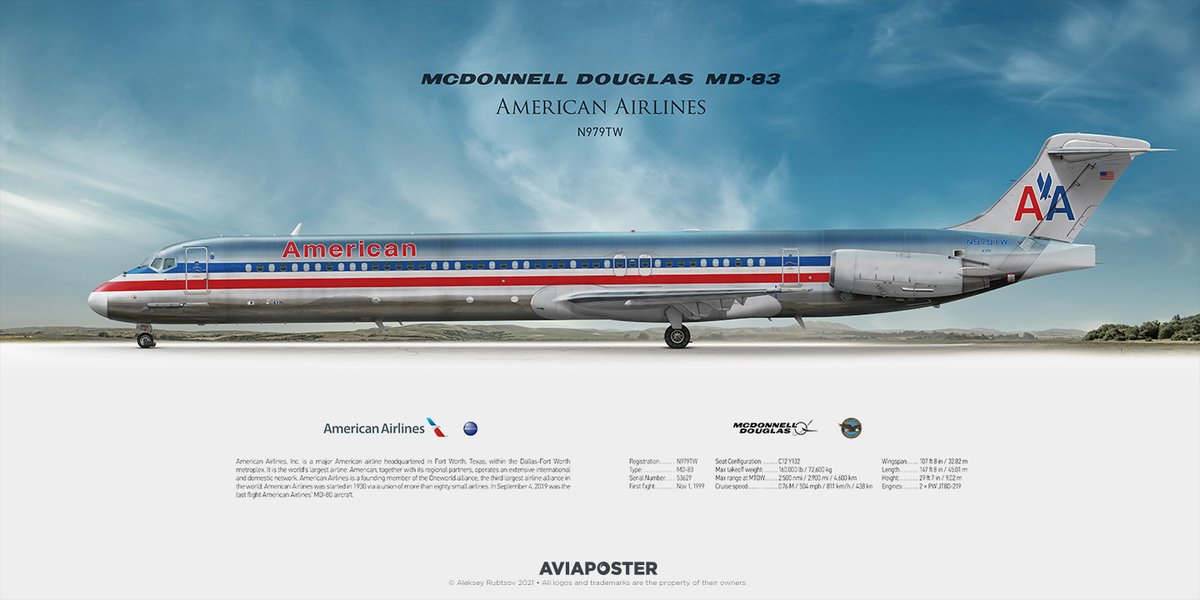 American Airlines MD-80 over Tulsa gloss finish 18" x 24" Poster 