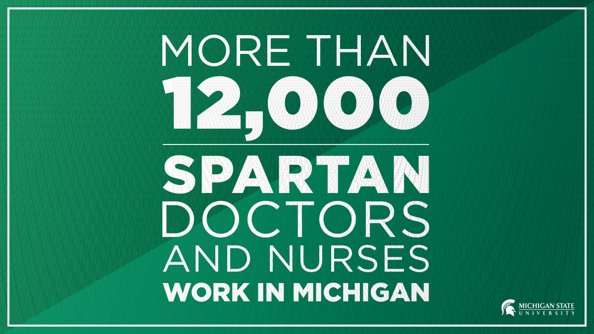 michiganstateu's tweet photo. Thankful for Spartan doctors and nurses. #SpartansWill https://t.co/6Yb3myxu49