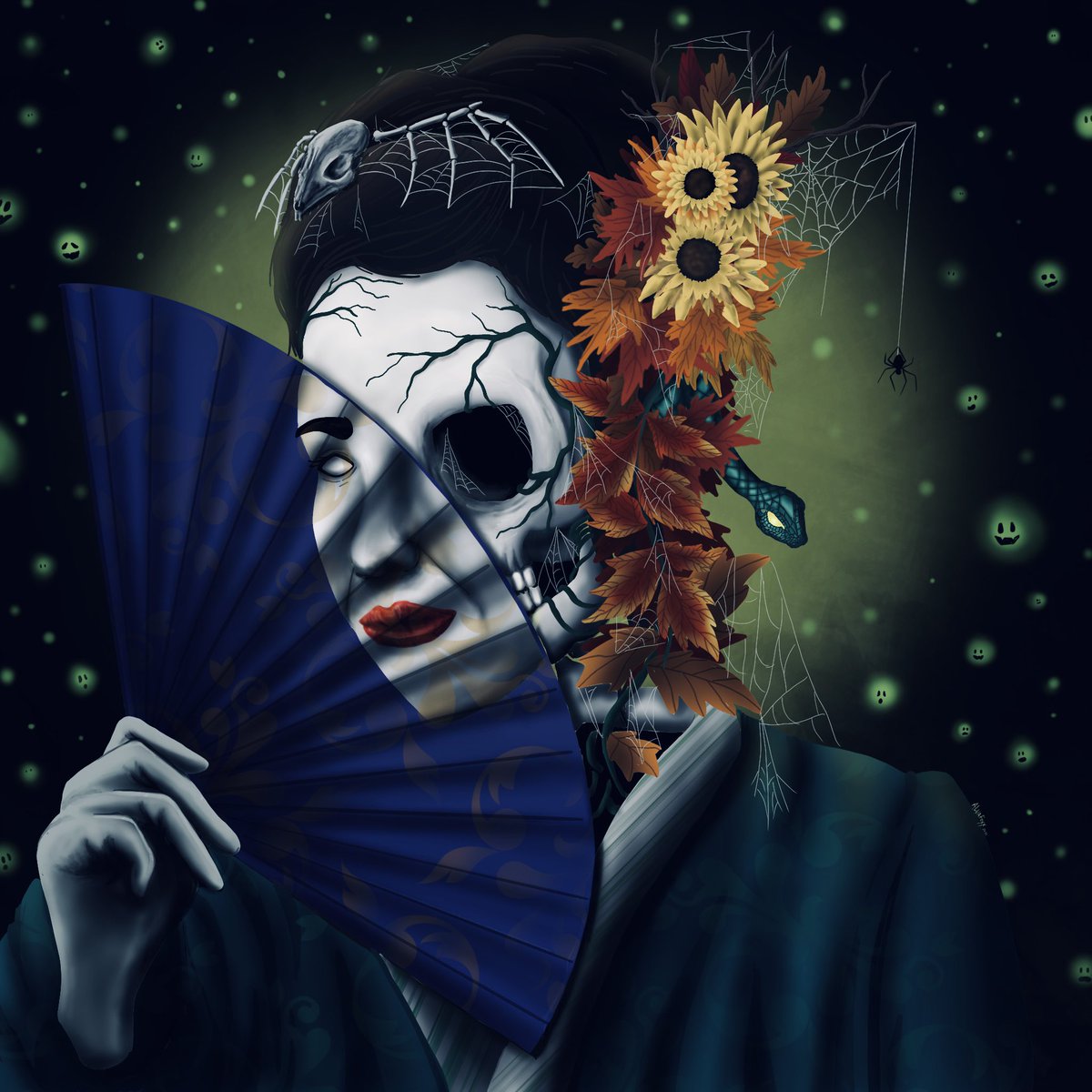 Alva_Foxx's tweet photo. Inktober Day 7 -Fan- #Inktober #art #drawing #artwork #fan #fall #halloween #spirits #spooky https://t.co/3eRYpxRWBL