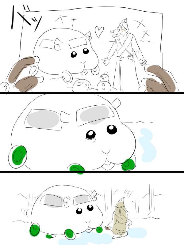金カムとモルカーのクロスオーバー漫画描きました。
頭巾ちゃんことヴァシリとシロモのお話。 