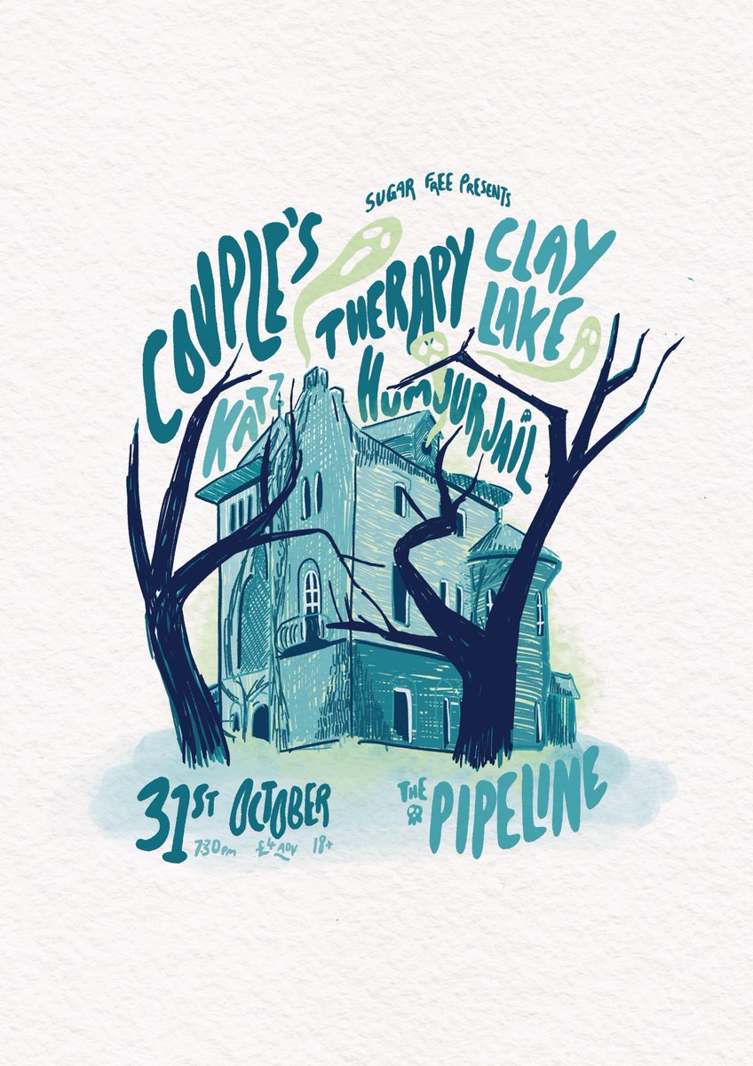 sugarfreeuk's tweet photo. HALLOWEEN SHOW ALERT! Very excited to have @cplsthrpy getting spooky at The Pipeline on Sunday 31st October, along with @claylakeband
@thebandkatz @HumourJail 

£4 adv. tickets on sale here: https://t.co/Oy5mUwS95D

Lovely poster by @lurkmoophy https://t.co/RIIdYGNm2a