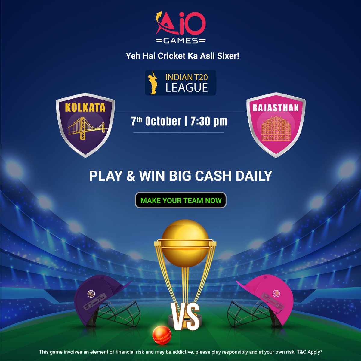 games_aio's tweet photo. Will KKR enter the playoffs tonight?
What do you think❓
Comment below !!🏏🏏
#KKRvsRR 
#KKR 
#AIOapp
#IPL2021 
#IndianCricketTeam 
#IPLinUAE https://t.co/UaJE0jZeLN