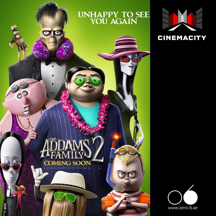 Zero6mall's tweet photo. Watch the animation movie #TheAddamsFamily2 today and experience it on Dolby Atmos, VIP, and regular screens at #Cinemacity, 06 Mall #Sharjah!
Book your tickets now!
#alefgroup #alefretail #anexperiencebyalef #06mall #uae #emirates #movienight #movietime #animation #weekend https://t.co/qSaElkxpKt