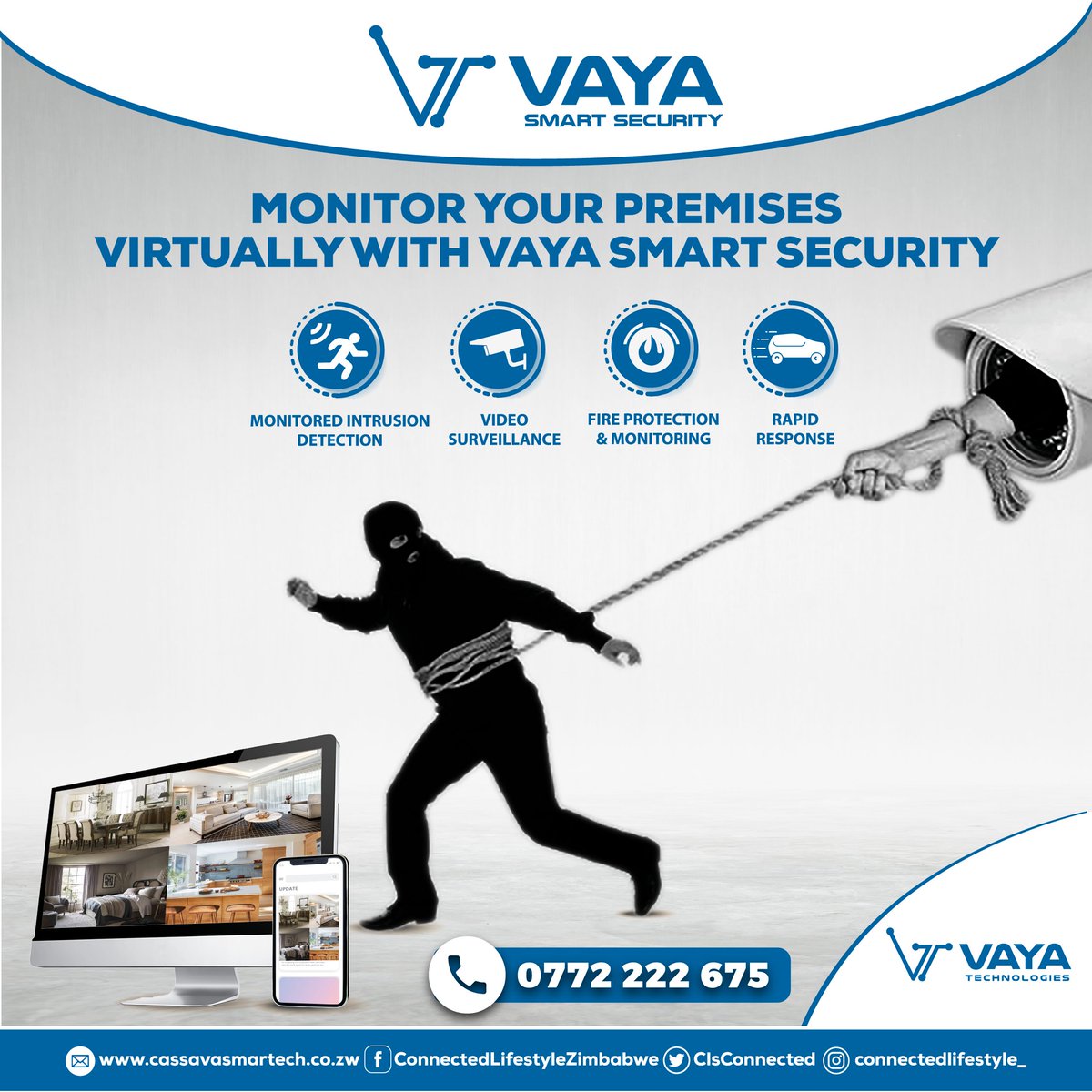 VayaServices's tweet photo. Monitor you premises virtually on your mobile device from anywhere. Call or text 0772222675 or send a WhatsApp message to 0772222650 to go #BeyondSecurity with Vaya Smart Security. https://t.co/xWq0YCPMVM
