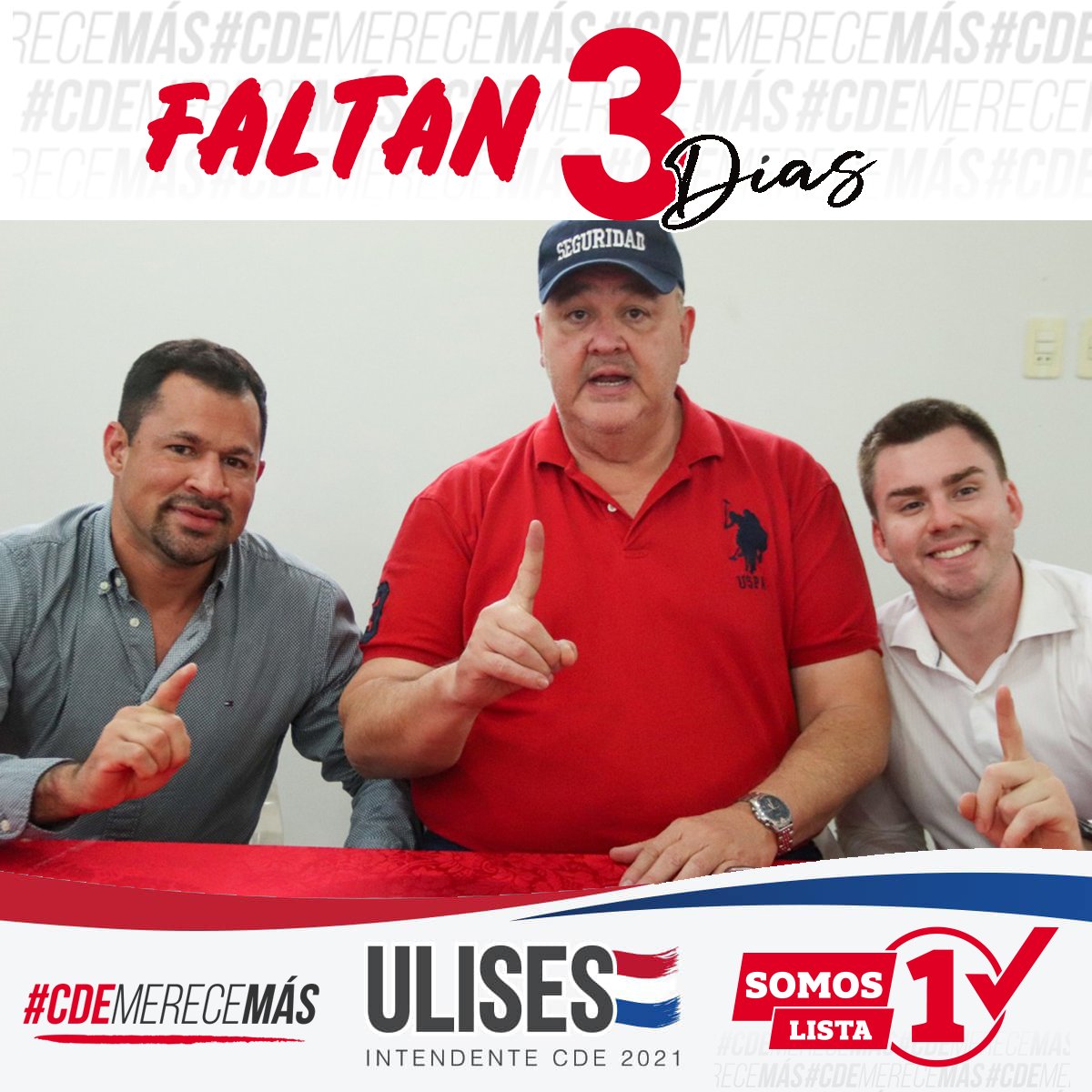 UliQuintana's tweet photo. 📌 Estamos a sólo 3 días para la gran victoria en nuestra querida #CDE! 💪🏻
#SomosLista1 🚩
#UlisesIntendente🇵🇾
#CDEMereceMás🇵🇾 https://t.co/xZ9716IuPR