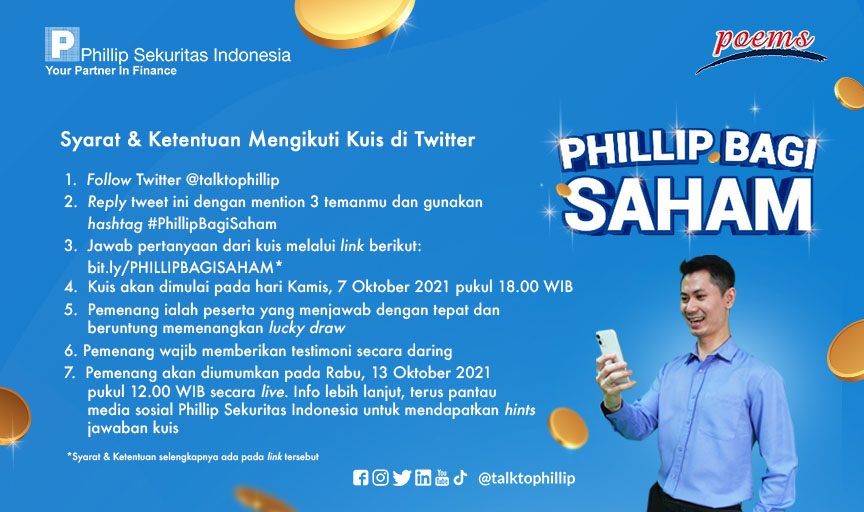 TalkToPhillip's tweet photo. Yuk buruan ikuti kuisnya sesuai dengan Syarat &amp; Ketentuan yang berlaku. Masukan jawabanmu pada form dengan klik link di bio. Untuk yang masih bingung dengan jawabannya, nantikan hints jawaban kuis yang akan kami berikan besok 😊 #PhillipBagiSaham #Giveaway https://t.co/LOWv4eSMym