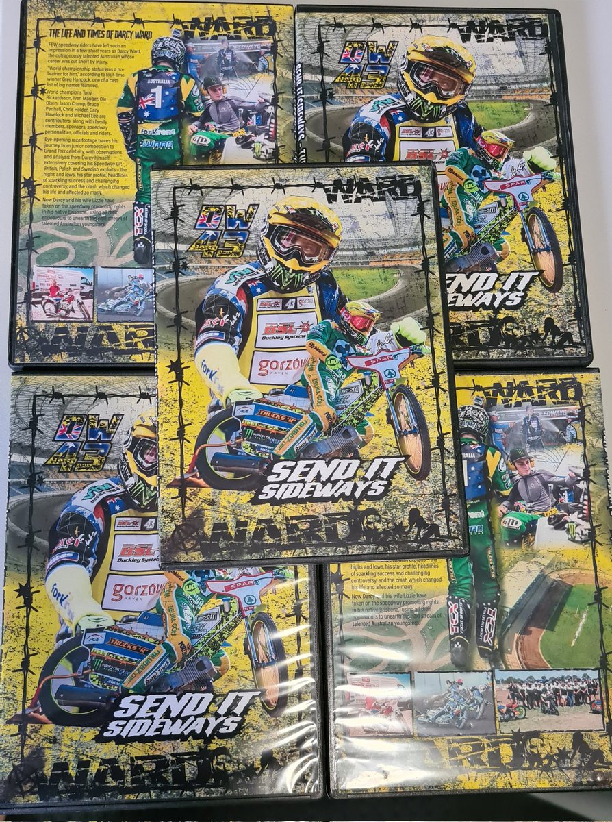 mikebradio's tweet photo. The best DVD deserves the best cover! Designed by Darcy himself!

Send it sideways is available now from the Darcy Ward promotions Facebook page in Australia and https://t.co/SBNVm9WbUy in the UK

2 disks, 4 hours and an unmissable story for #speedway fans Worldwide. https://t.co/Jhz2HYCQn8