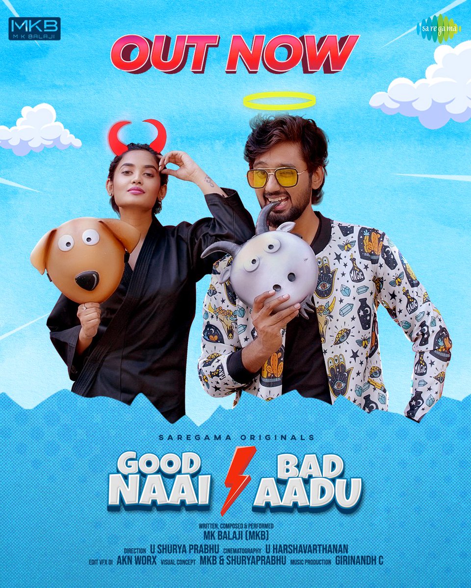 saregamasouth's tweet photo. The FUN is all yours now!
Presenting @MKBalajii's interesting peppy song #GoodNaaiBadAadu ft. @TejuAshwiniOff.
Out now!
๐ฅ https://t.co/KJoRUHurmn
#SaregamaOriginals @theakalaiva @sudhirfloats @girinandh #Jithh #Jayanth #Yashwanthjj #Sudhir #Murali https://t.co/c3G9JHBbQ0