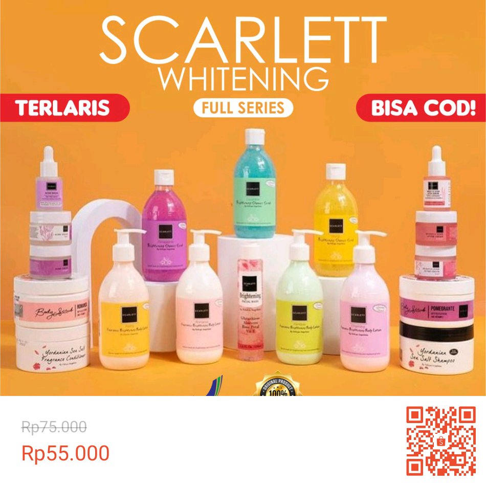 masnovel's tweet photo. Temukan Scarlett Whitening (Free Gift) Scarlet Paket Lengkap Serum Cream Original Body Lotion Scrub Jolly dengan potongan 27%! Hanya Rp55.000. Dapatkan segera di Shopee! https://t.co/1apWmFCuQG #ShopeeID https://t.co/JNUzjQinFX